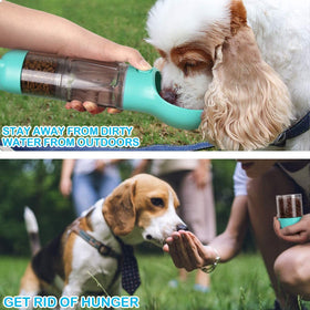 Portable Dog Water Dispenser with Food Container 300mL