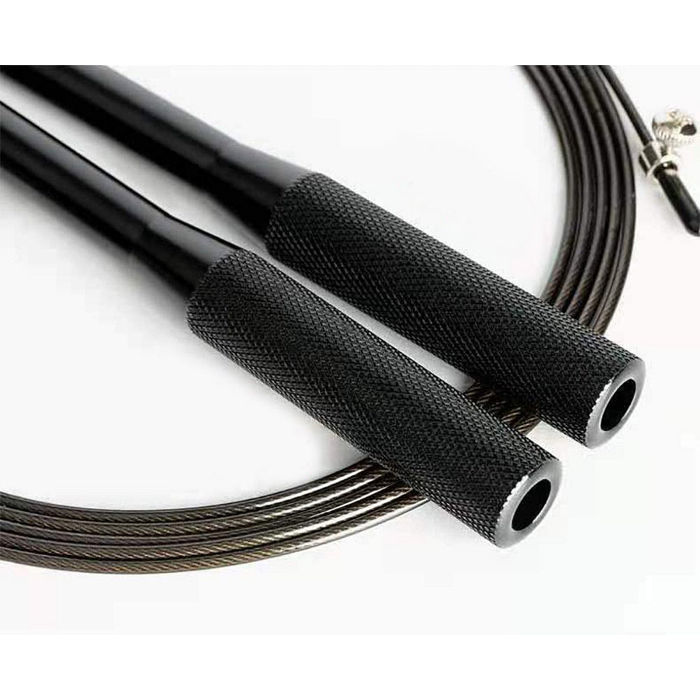 Adjustable Steel Cable Jump Fitness Rope - Black