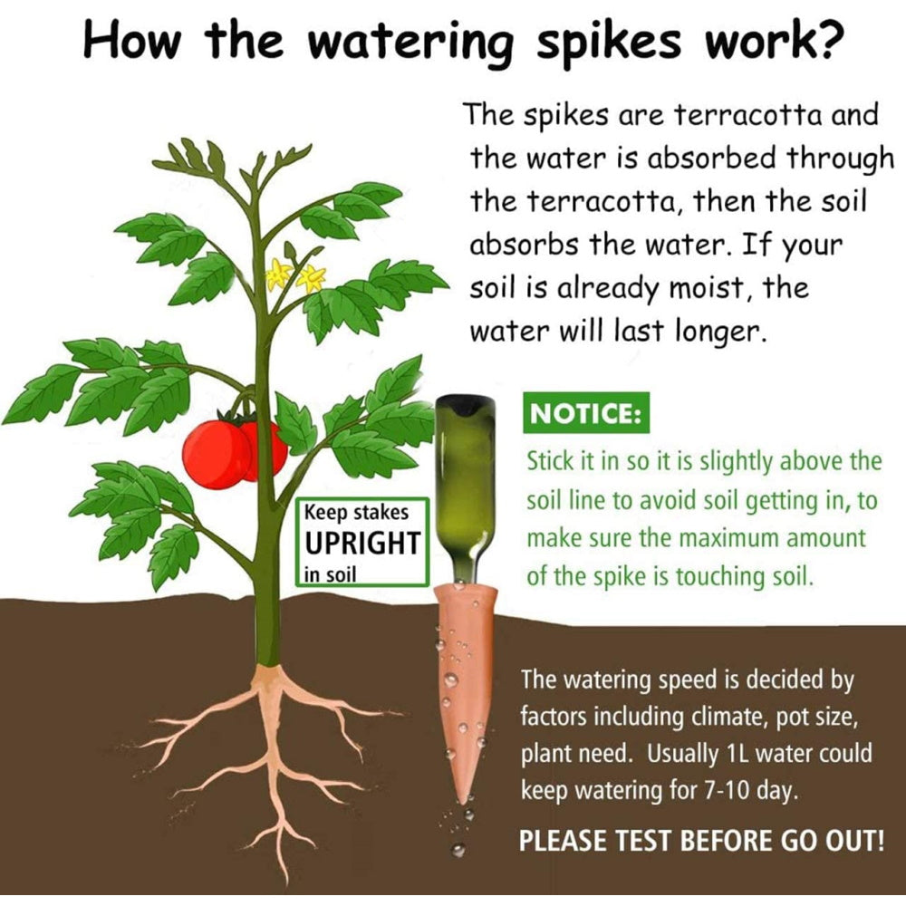 6pk Slow Release Plant Watering Spikes - Terracotta