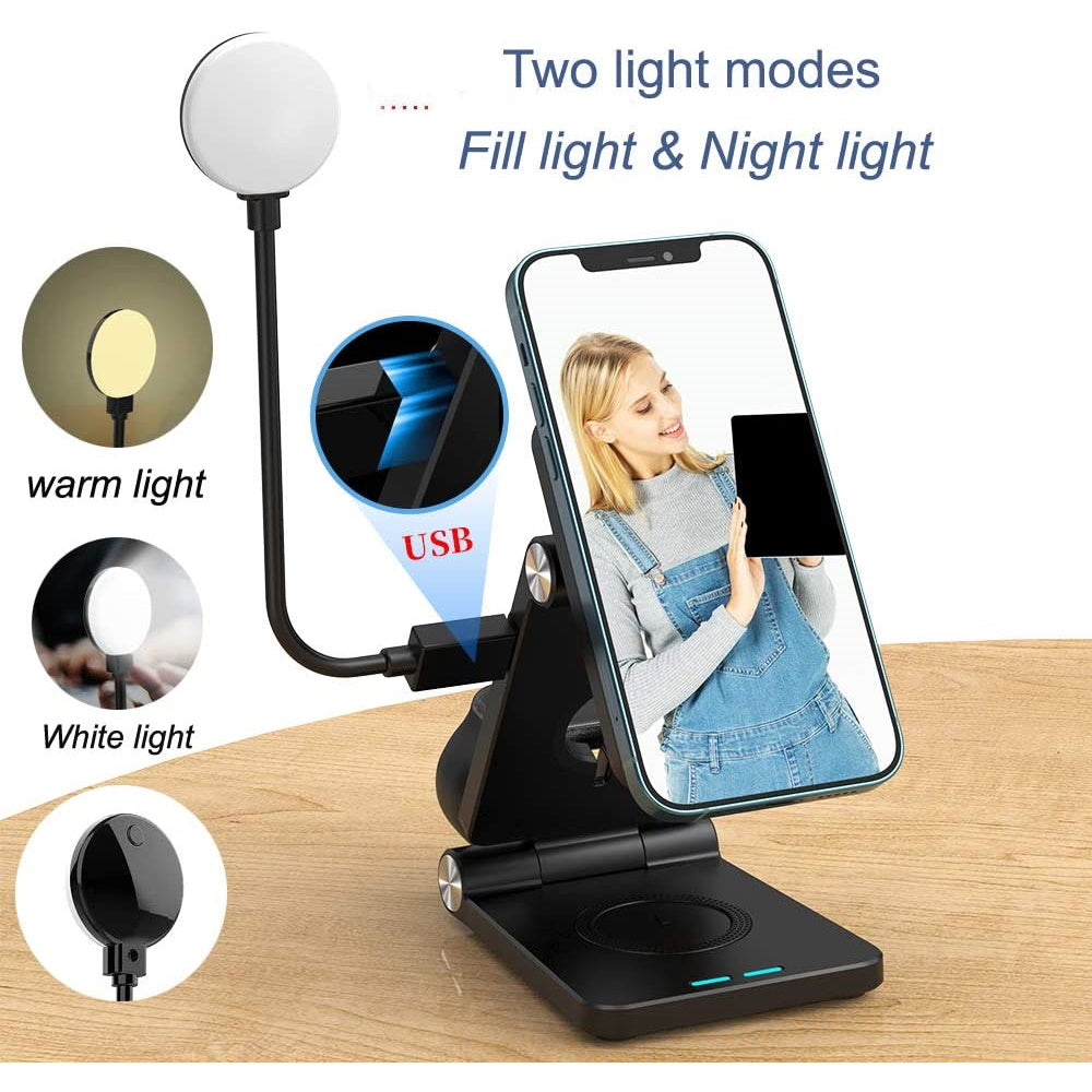 4in1 iPhone 12 Magnetic Wireless Charging Station with LED Desk Lamp