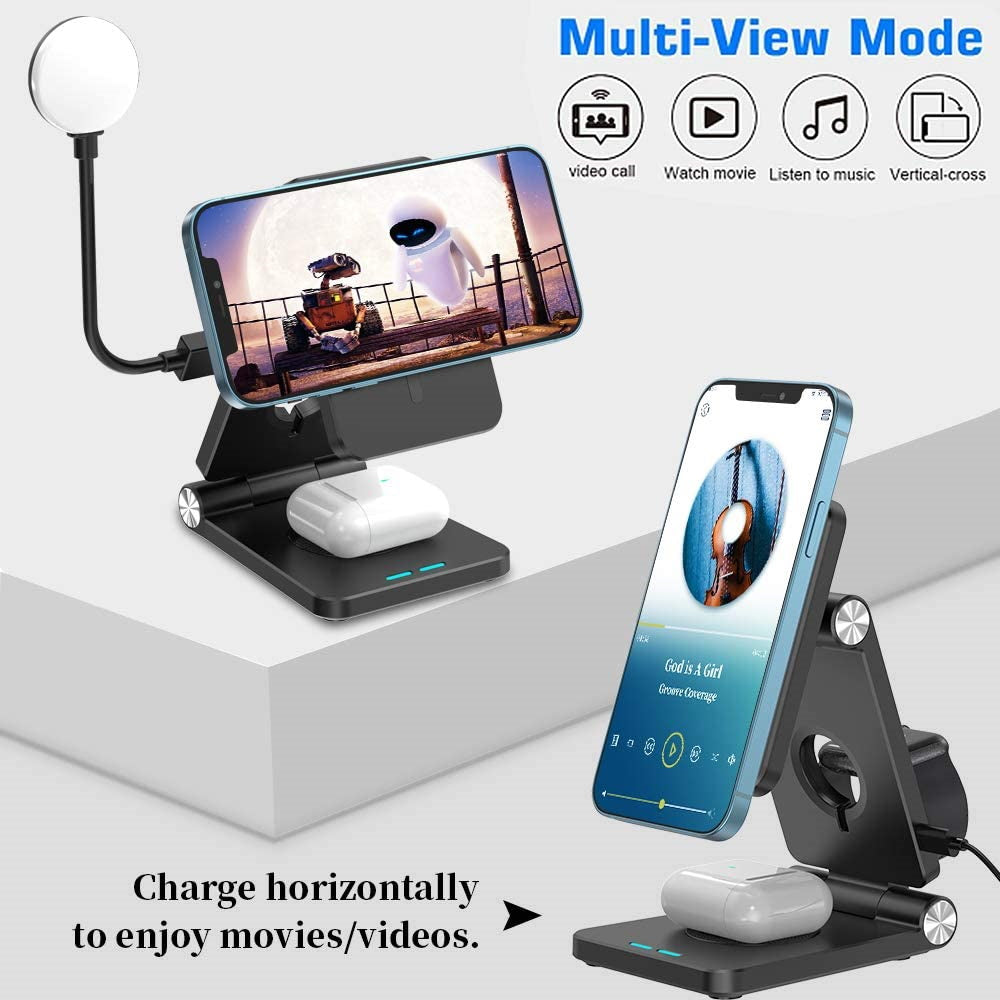 4in1 iPhone 12 Magnetic Wireless Charging Station with LED Desk Lamp