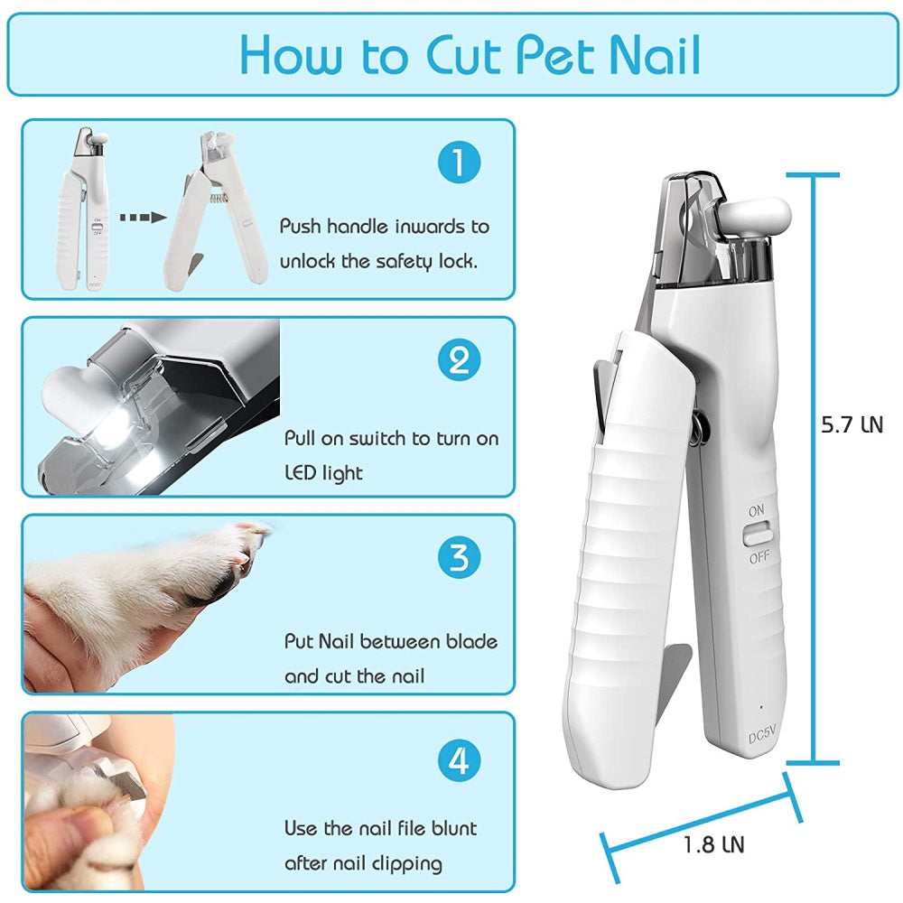 Cat/Dog LED Light Nail Clippers with Nail File