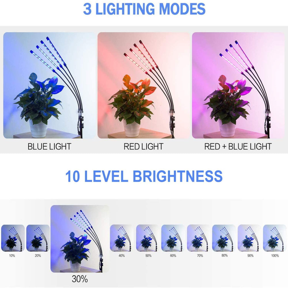4 Head LED Plant Grow Light with Stand and Remote Control