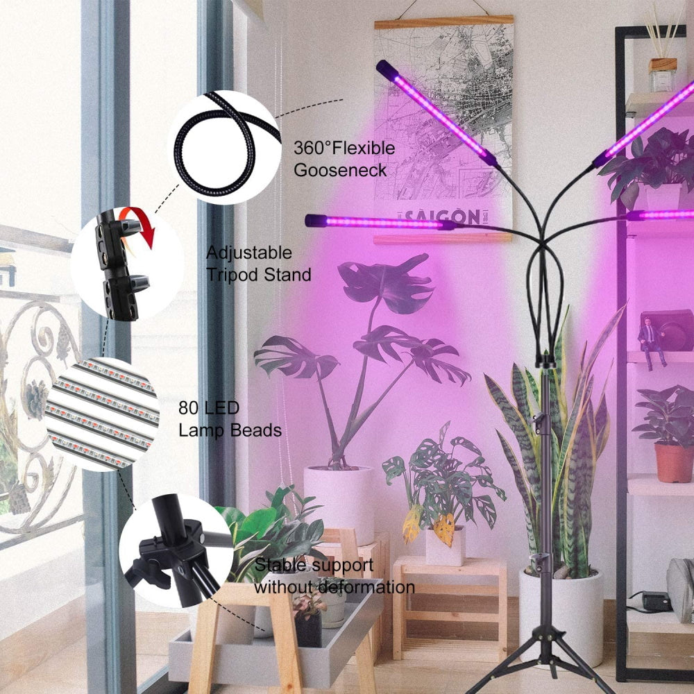 4 Head LED Plant Grow Light with Stand and Remote Control