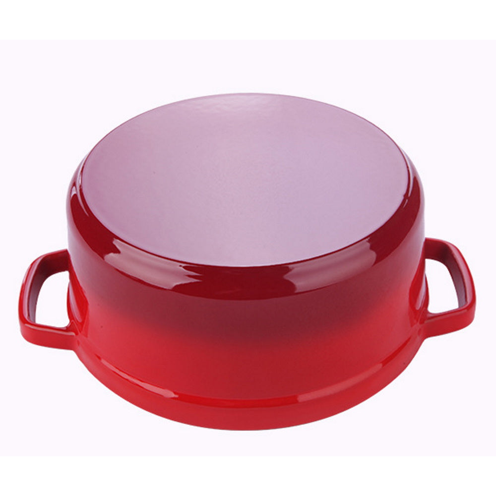 Round Enamel Coated Cast Iron Pot - Red