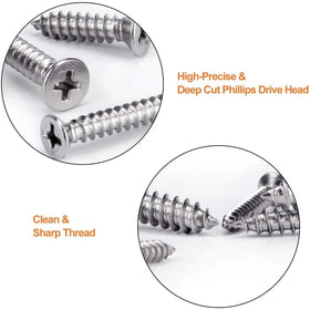 Stainless Steel Phillips Flat Head Self-Tapping Screws Set - 265 pcs.