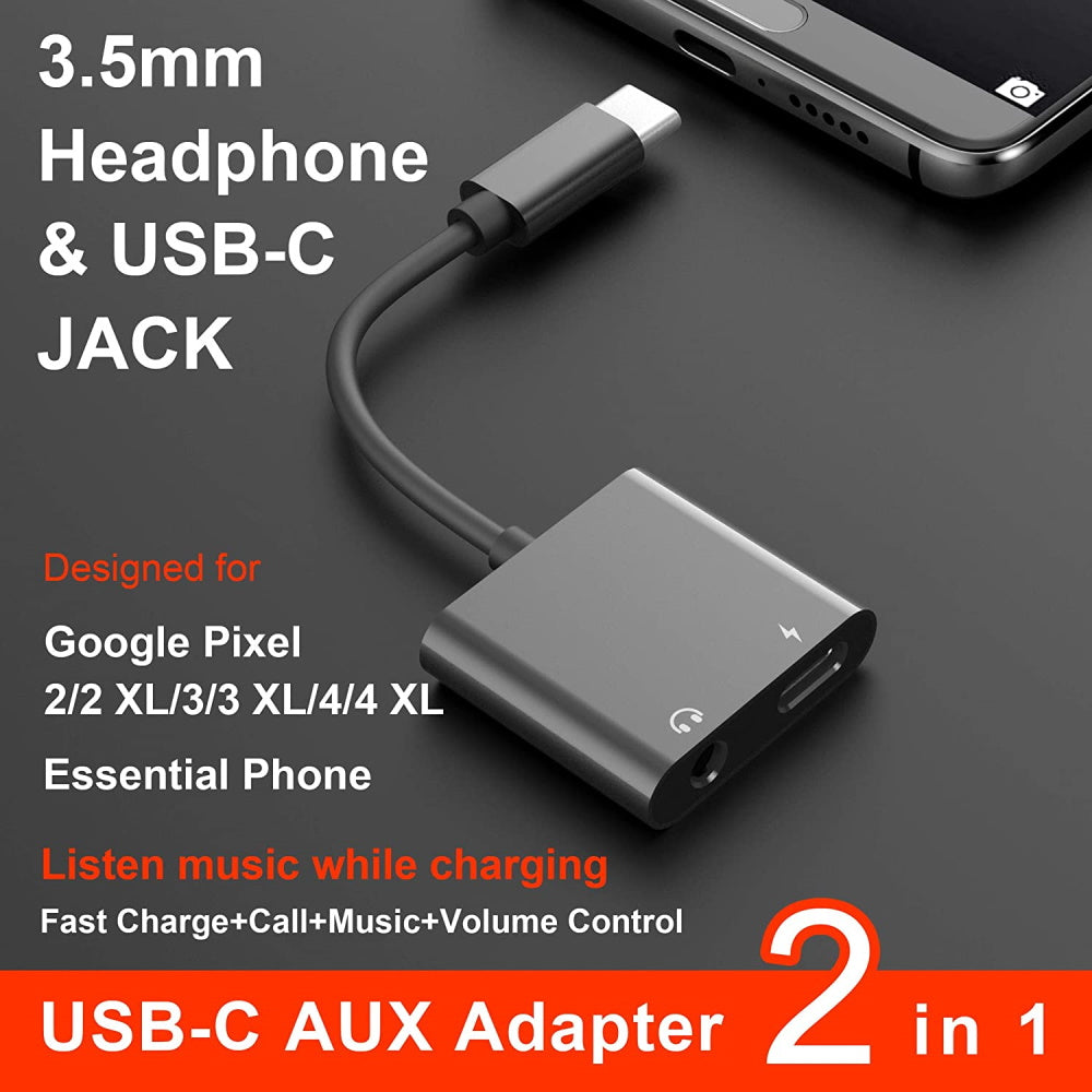 2in1 USB C to 3.5mm Headphone Jack Charging Adapter