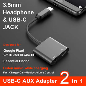 2in1 USB C to 3.5mm Headphone Jack Charging Adapter