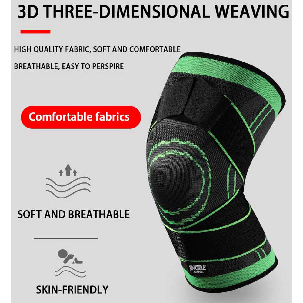Soft Protective Adjustable Knee Compression Sleeve Brace - Green