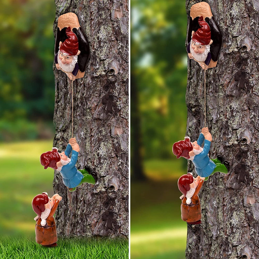 3pc Climbing Gnomes Tree Decor Outdoor Tree Sculpture