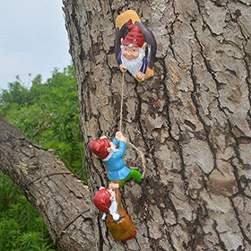 3pc Climbing Gnomes Tree Decor Outdoor Tree Sculpture