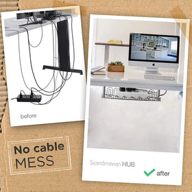 Under Desk Cable Management Organizer Tray 36cm - Black