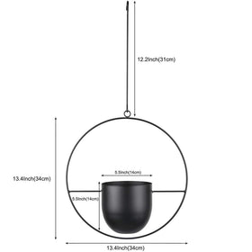 Minimalist Metal Plant Hanger Round Shape - Black
