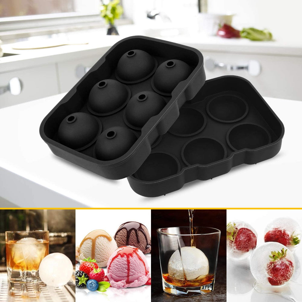 2pk Silicone 6 Ball Ice Molds