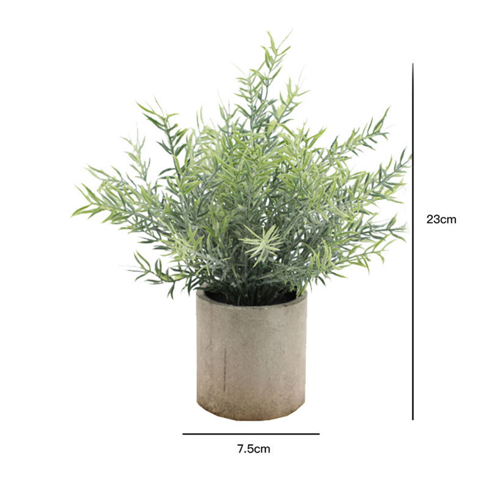 Mini Potted Artificial Green Plants - Frost Rosemary