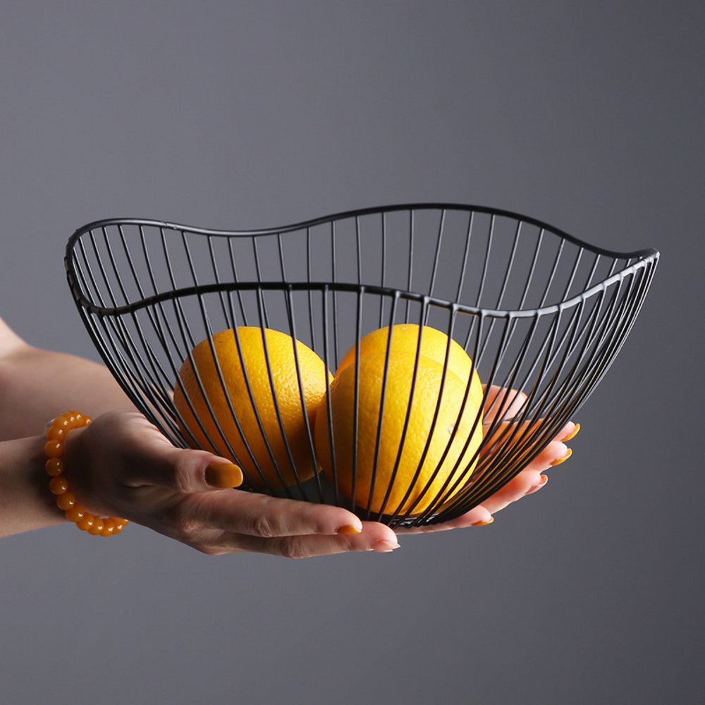 Lotus Leaf Shape Metal Wire Fruit Bowl Basket