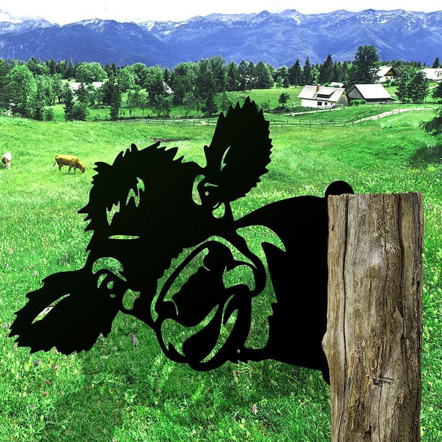 Funny Farm Metal Art Outdoor Decor - Cow