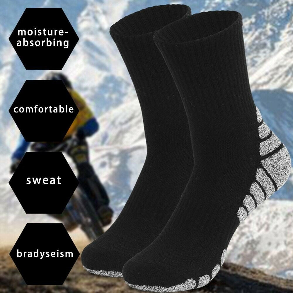 2pk Outdoor Sports Therma Thickened Towel Bottom Sock - Black