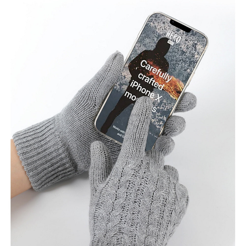 Windproof Outdoor Full Finger Touch Screen Gloves - Grey