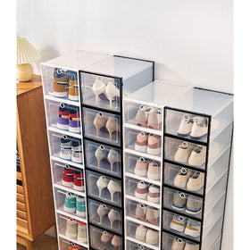 3pk Plastic Stackable Shoe Storage Box with Lids