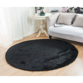 140cm Super Soft Round Area Rugs - Black