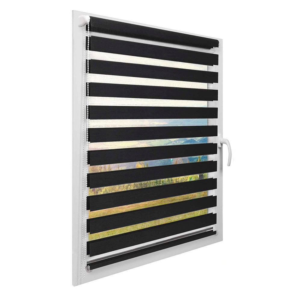 Zebra Roller Shades Blind Curtain 80x150 cm - Black