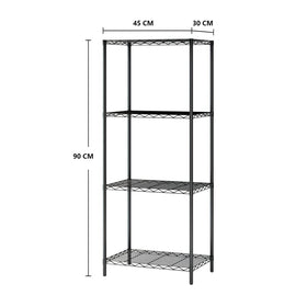 4 Shelf Wire Shelving Metal Storage Rack - Gray