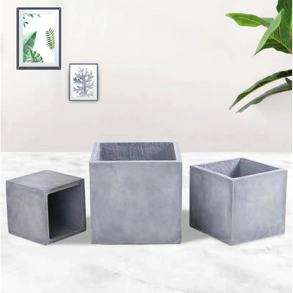 Modern Cement Gray Planter Box - Cube