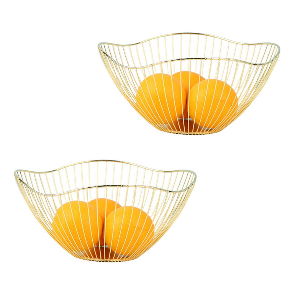 2pk Lotus Leaf Shape Metal Wire Fruit Bowl Basket