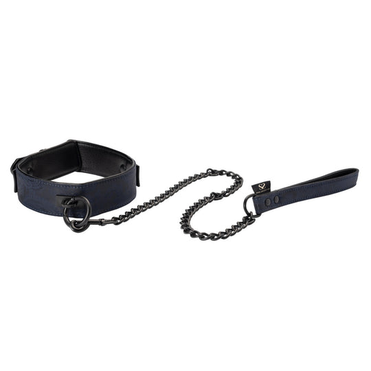 Bound by Share Satisfaction Collar with Leash - Midnight Blue