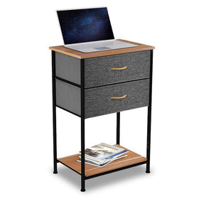 2 Drawers Steel Frame Fabric Bedside Table
