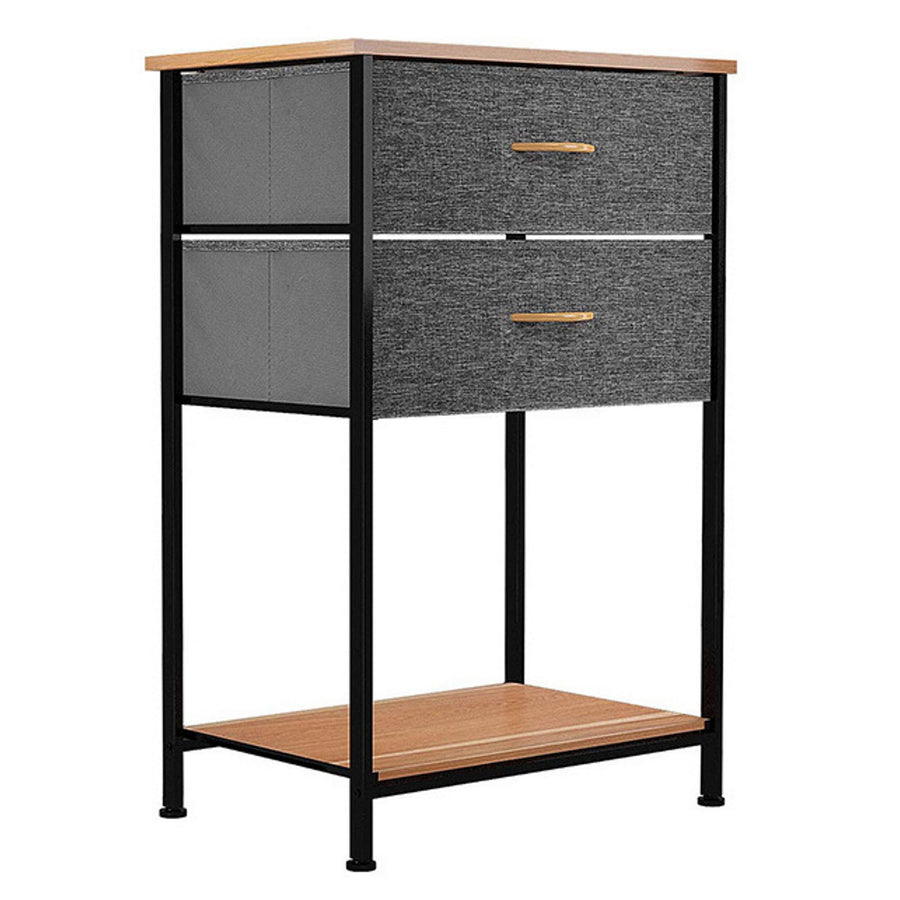 2 Drawers Steel Frame Fabric Bedside Table