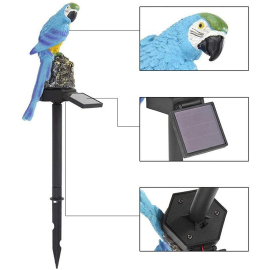 Outdoor Garden Parrot Bird Solar LED Decor Light - Blue