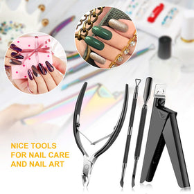 Nail Clippers 4in1 Set for Acrylic Nails - Black