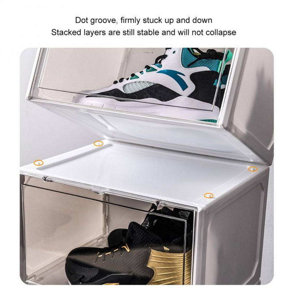 Stackable Sneaker Shoe Box Organizer with Lids - Clear