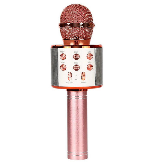 Bluetooth Wireless Handheld Microphone with LED Lights - Rose Gold