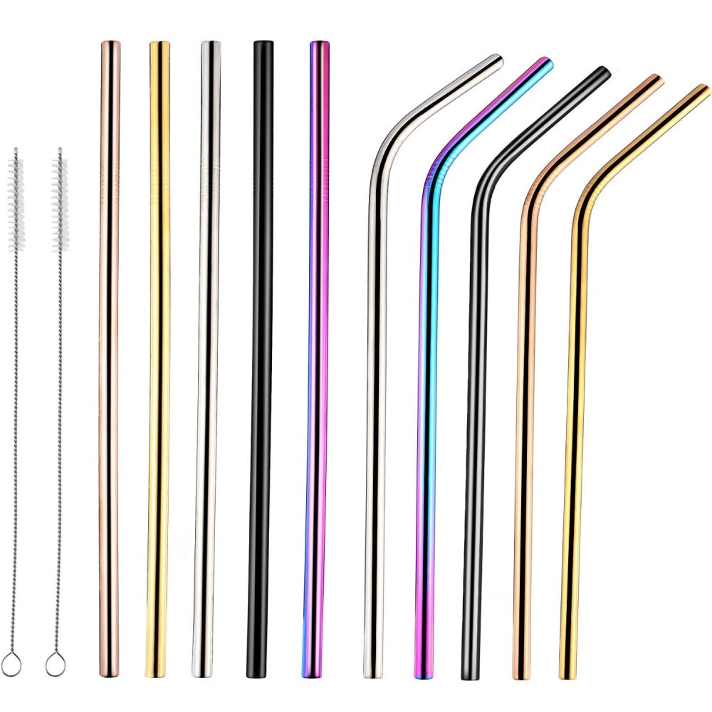12pc Stainless Steel Straw Set