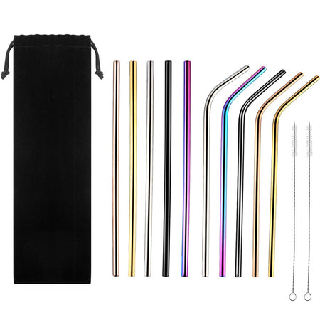 12pc Stainless Steel Straw Set
