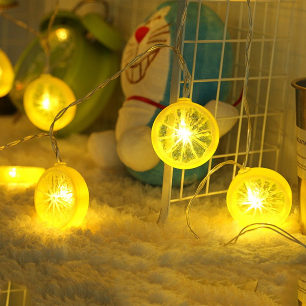 20 LED Battery Powered Lemon String Decor Lights - Yellow