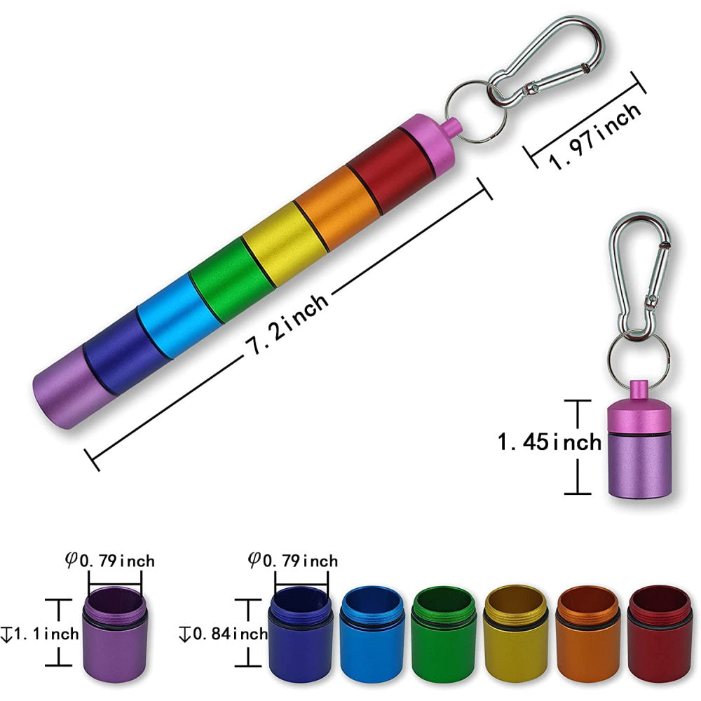 Metal 7in1 Pocket Rainbow Pill Boxes