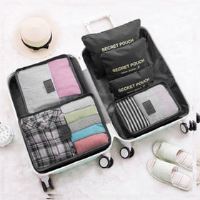 6pc Packing Cubes for Travel Luggage Organiser Bag - Black