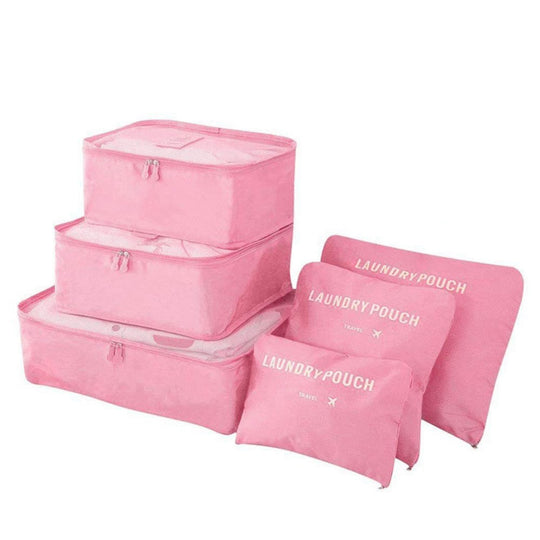 6pc Packing Cubes for Travel Luggage Organiser Bag - Pink