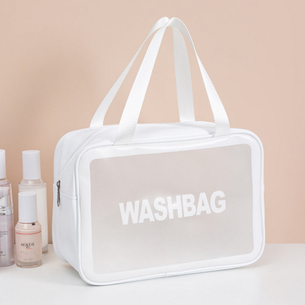 3pc Transparent Waterproof Travel Cosmetic Bag Set - White