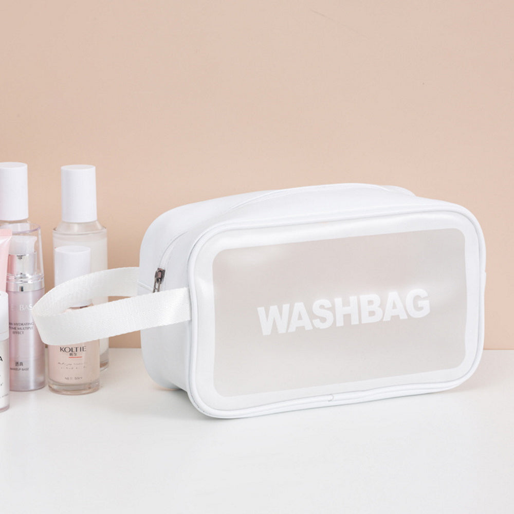 3pc Transparent Waterproof Travel Cosmetic Bag Set - White