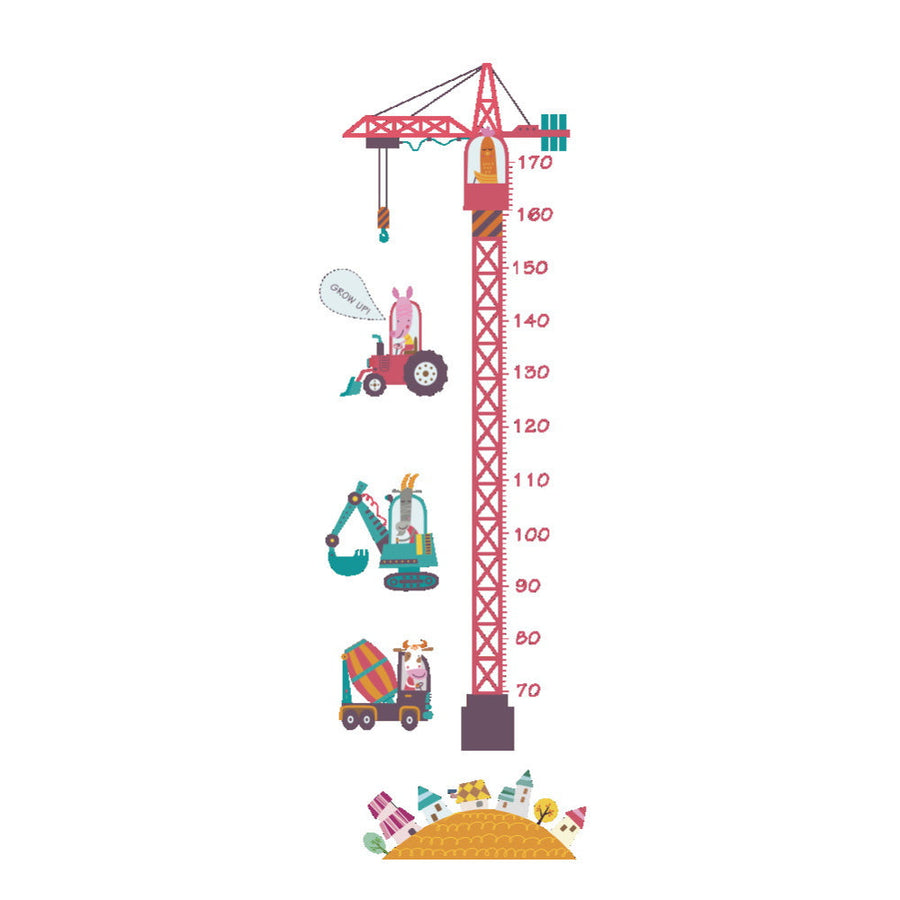Kids Height Wall Sticker - Tower Crane