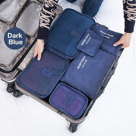 6pc Packing Cubes for Travel Luggage Organiser Bag - Blue
