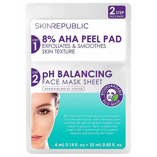 Skin Republic 2-Step AHA Peel Pad + pH Balancing Face Mask
