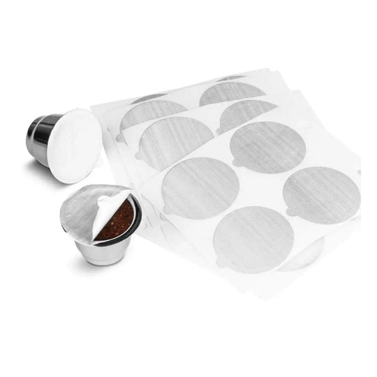 Stainless Steel Refillable Capsules and 100 Lids for Nespresso