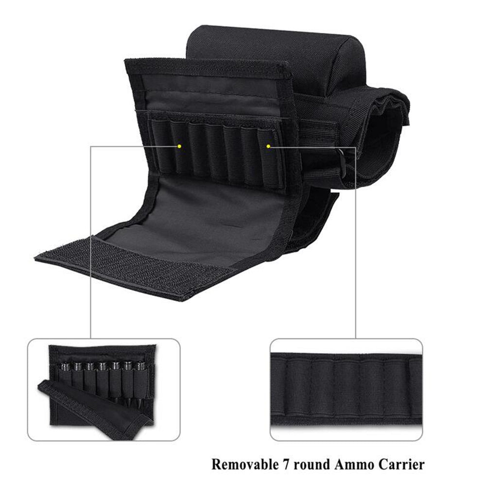 Adjustable Tactical Cheek Rest Ammo Pouch with 8 Shells Holder