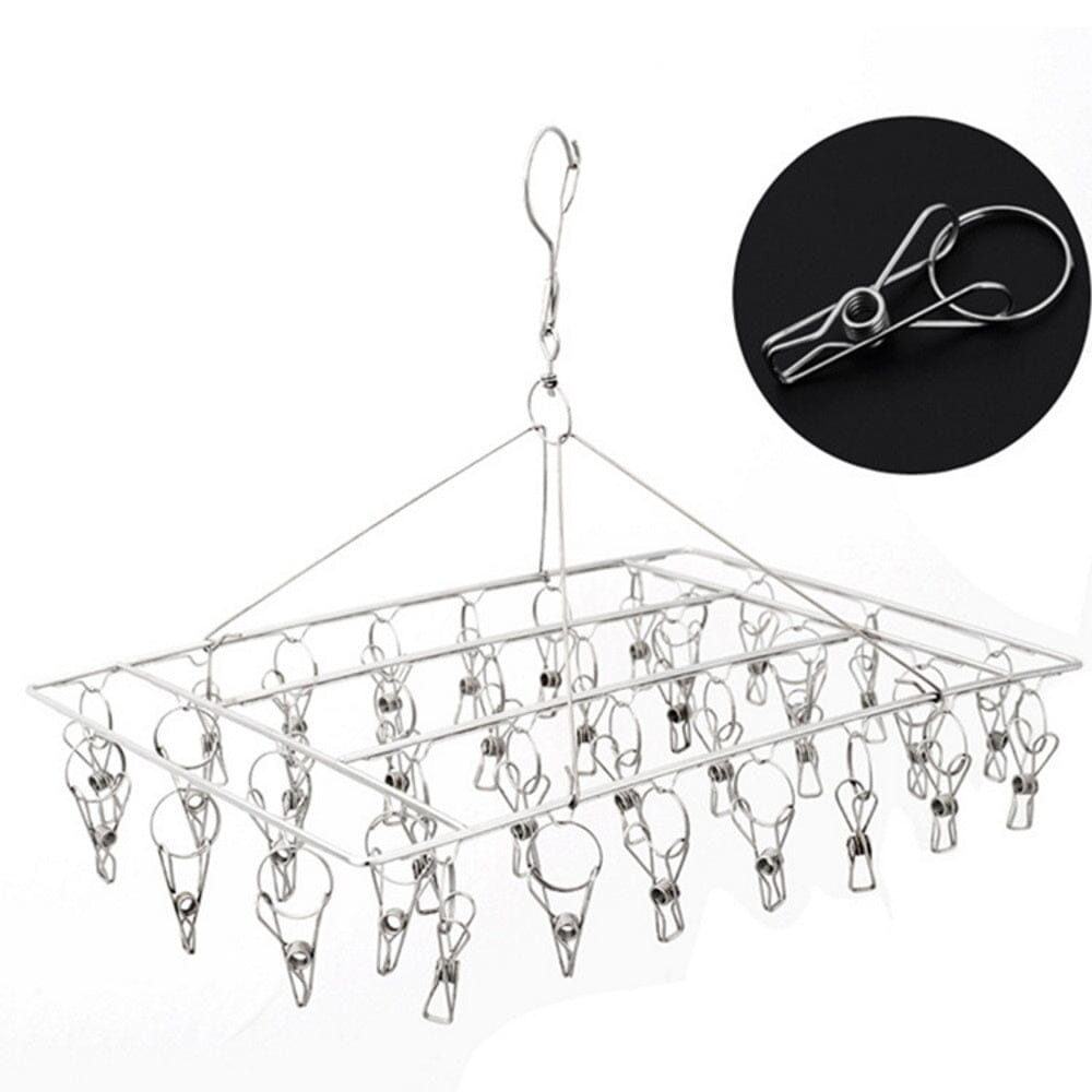 Stainless Steel Clothes Hanger with 36 Clips